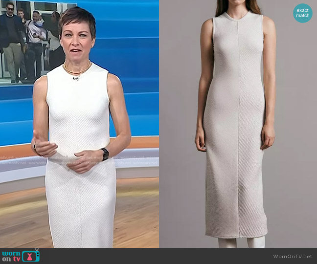 Rag & Bone Asher Ribbed-Knit Midi Dress in Ivory worn by Stephanie Gosk on Today