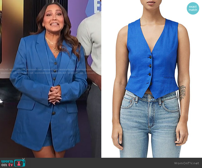 Rag & Bone Priya Linen-Blend Vest worn by Adrienne Houghton on E! News