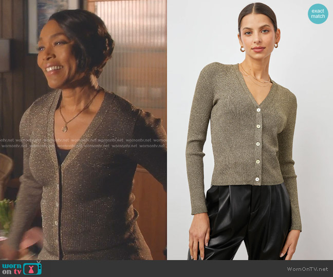 Rails Beau Metallic Rib-Knit Cardigan worn by Athena Grant (Angela Bassett) on 9-1-1