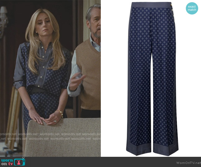 Ralph Lauren Polka dot-print palazzo pants worn by Willa Ferreyra (Justine Lupe) on Succession