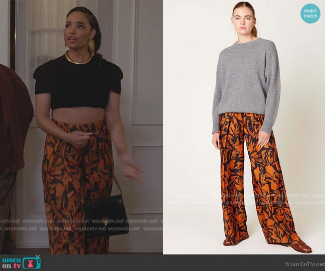 Raquel Allegra Wide Leg Pants in Painted Abstract worn by Skye (Madison Shamoun) on All American