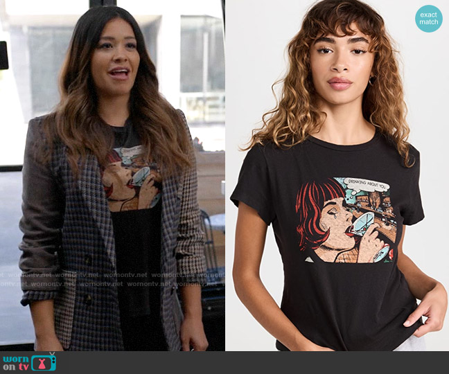 Re/Done Drinking About You Classic Tee worn by Nell Serrano (Gina Rodriguez) on Not Dead Yet