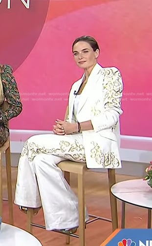 Rebecca Ferguson’s white embellished suit on Today