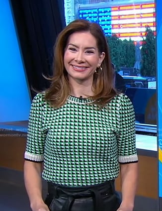 Rebecca’s green check sweater on Good Morning America