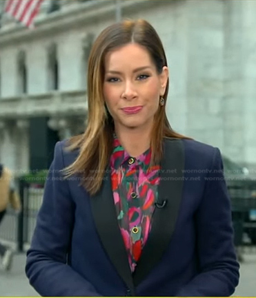 Rebecca’s floral blouse and coat on Good Morning America