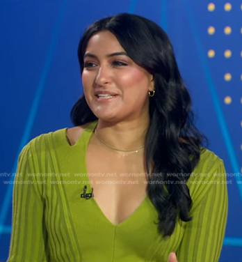 Reena’s green ribbed cutout dress on Good Morning America