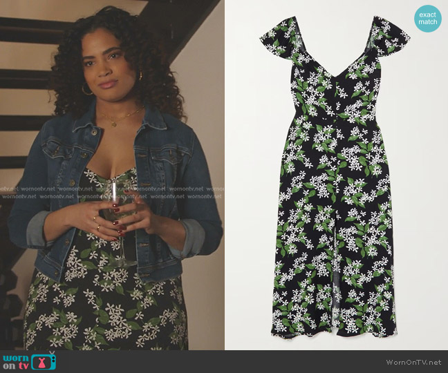 Reformation Baxley Floral-Print Midi Dress worn by Natalia (Annelise Cepero) on 9-1-1