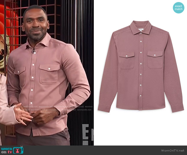 Reiss Arlo Cotton Canvas Button-Up Shirt Jacket worn by Justin Sylvester on E! News