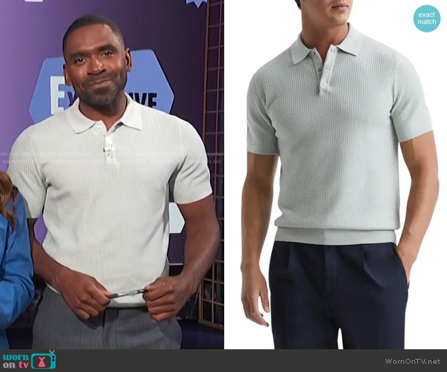 Reiss Bennie Textured Sweater Polo worn by Justin Sylvester on E! News