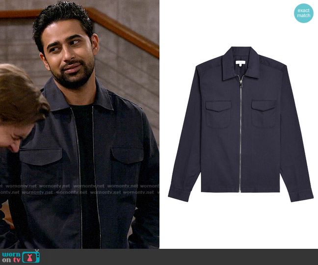 Reiss Gemini Jacket in Air Force Blue worn by Sid (Suraj Sharma) on How I Met Your Father