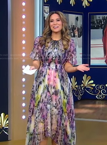 Rhiannon’s floral asymmetric dress on Good Morning America