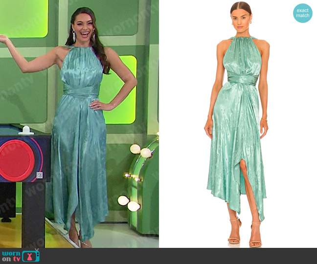 Sabina Musayev Juniper Dress in Spearmint worn by Alexis Gaube on The Price is Right