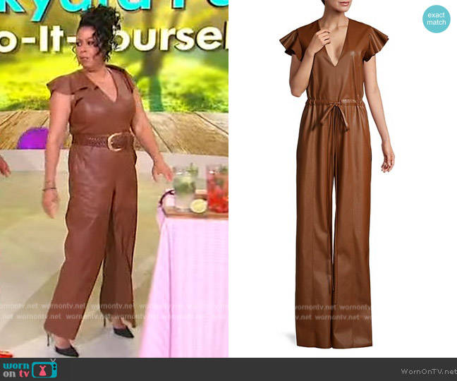 Sachin and Babi Kaydie Vegan Leather Jumpsuit worn by Evette Rios on Sherri
