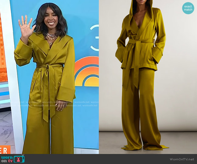 Saint Laurent Hooded Jacket In Crepe Satin worn by Kelly Rowland on Today