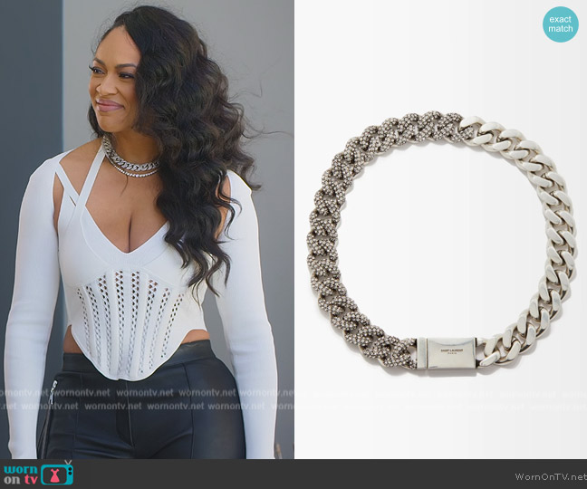 Saint Laurent Crystal-embellished curb-chain necklace