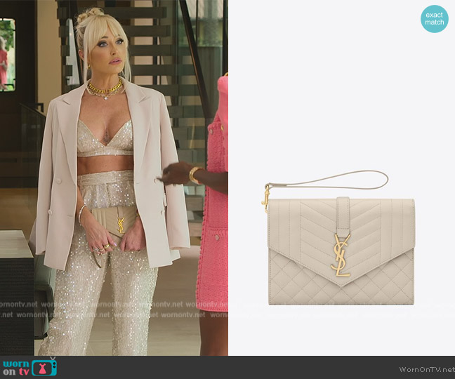 Saint Laurent Envelope Flap Bag worn by Mary Fitzgerald on Selling Sunset