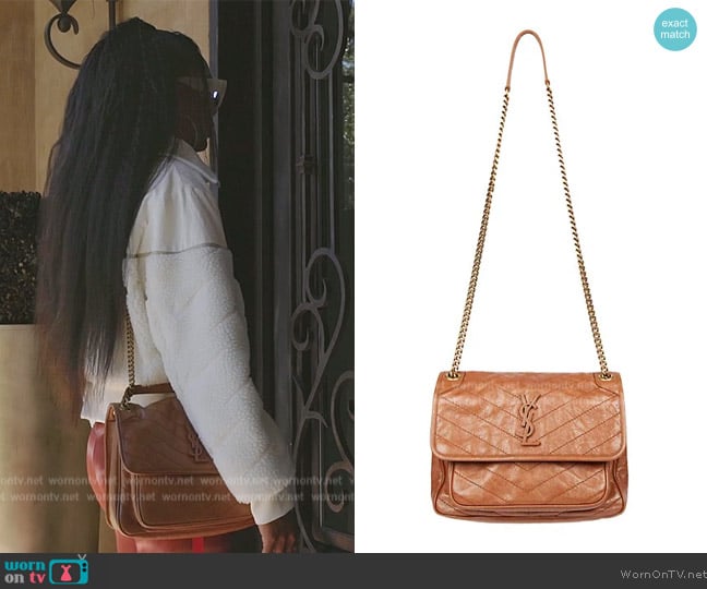 Saint Laurent Medium Niki Leather Shoulder Bag worn by Sanya Richards-Ross on The Real Housewives of Atlanta