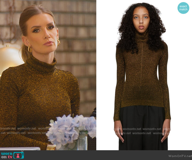 Saint Laurent Black & Gold Lurex Turtleneck worn by Nicole Young on Selling Sunset