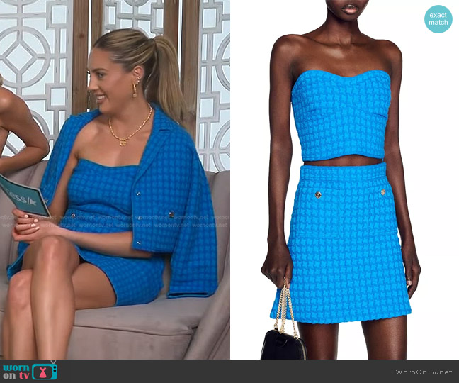 Sandro Varenne Knit Tube Top worn by Sophia Rose Stallone on Access Hollywood