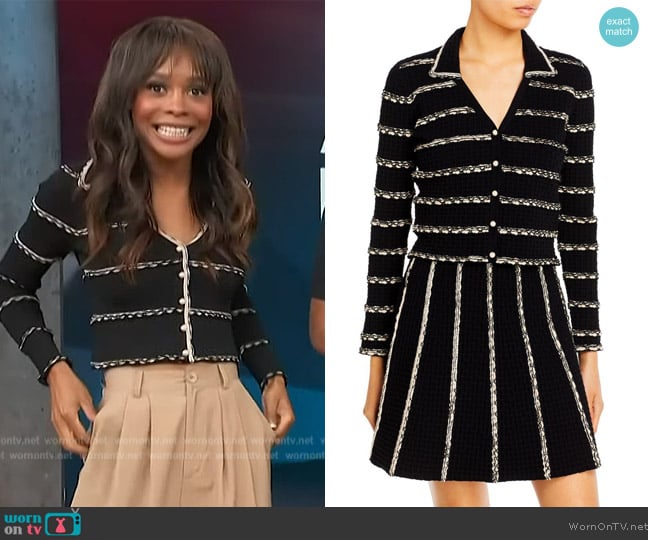 Sandro Andina Textured Striped Cardigan worn by Zuri Hall on Access Hollywood