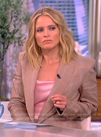 Sara’s beige check print blazer on The View