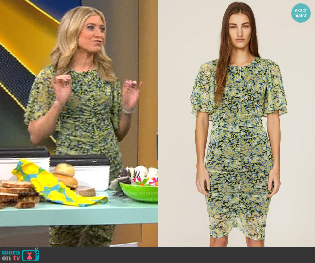 Saunders Collective Ruched Mesh Dress worn by Ashley Bellman on CBS Mornings