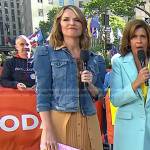 Savannah’s beige pleated dress and denim jacket on Today