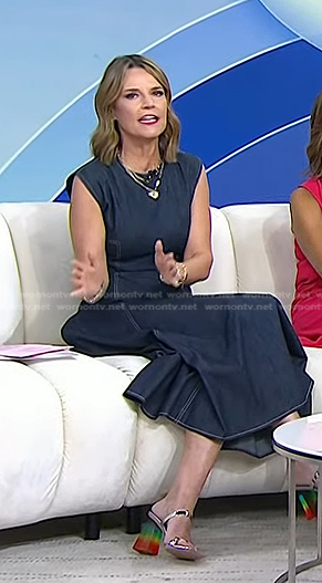 Savannah’s denim dress and sandals on Today