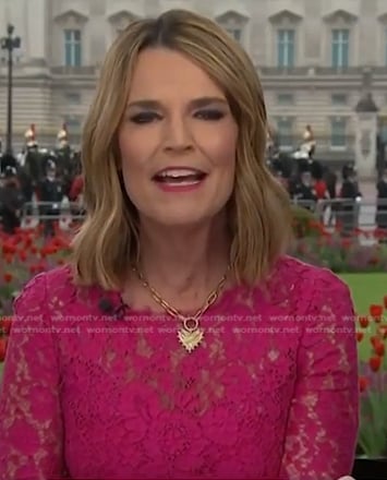 Savannah’s pink floral lace dress on Today