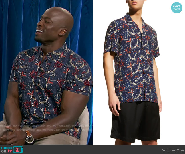 Scotch and Soda Allover-Floral Camp Shirt worn by Akbar Gbajabiamila on The Talk