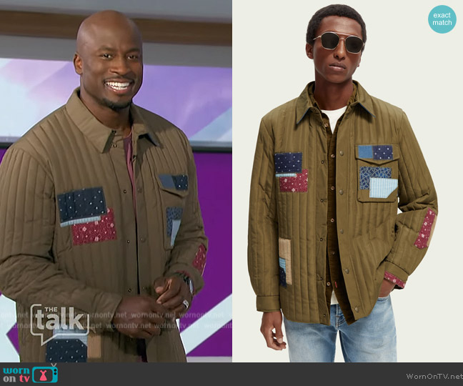 Scotch and Soda Quilted Patched Jacket worn by Akbar Gbajabiamila on The Talk