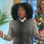 Sheryl’s black geometric knit jacket  on The Talk