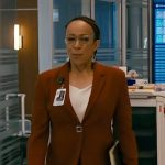 Sharon’s red blazer with square button on Chicago Med