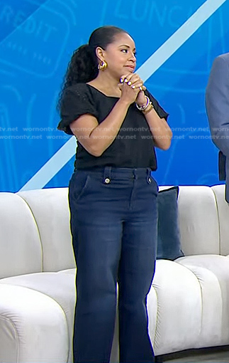 Sheinelle’s black eyelet top and jeans on Today