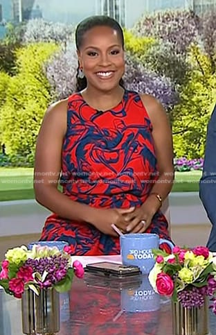 Sheinelle’s red and blue printed sleeveless dress on Today