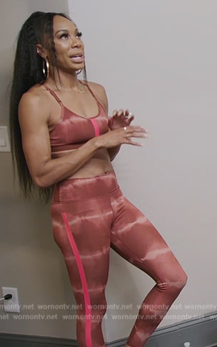 Sanya’s red tie dye top and leggings on The Real Housewives of Atlanta