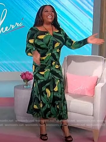 Sherri’s banana leaf print dress on Sherri