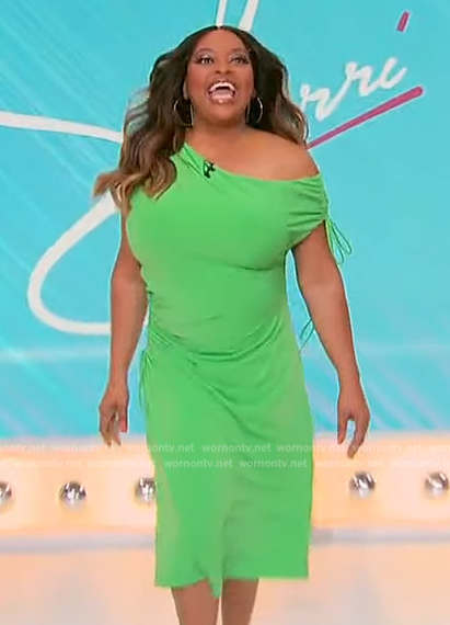 Sherri’s green ruched dress on Sherri