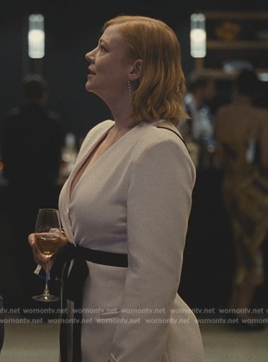 Shiv’s contrast belted blazer on Succession