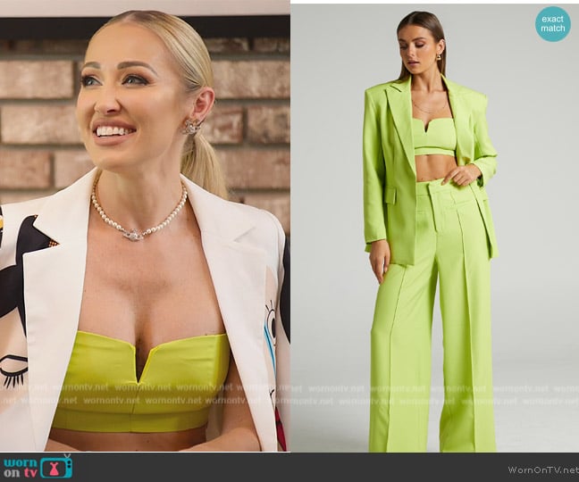 Show Po Maida V-Front Crop Top and Wide Leg Pants worn by Mary Fitzgerald on Selling Sunset
