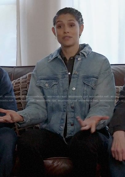 Stella’s fleece-lined denim jacket on Chicago Fire