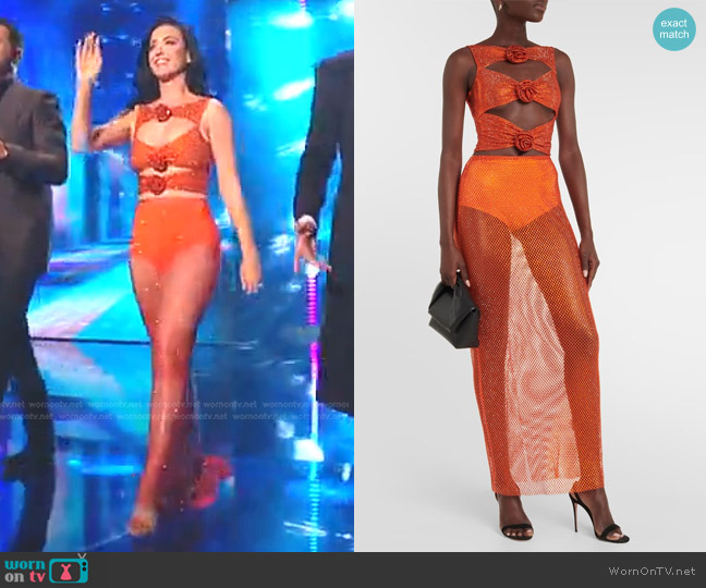 Giuseppe di Morabito Embellished Cutout Crop Top worn by Katy Perry on American Idol