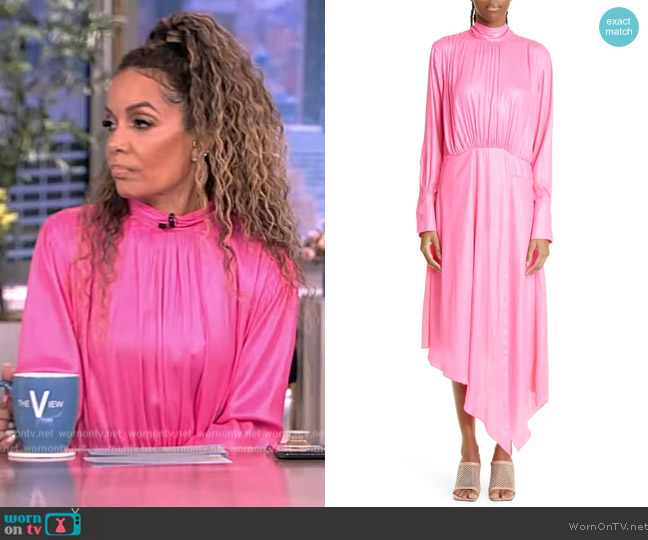 Stella McCartney Shimmer Long Sleeve Asymmetric Hem Dress worn by Sunny Hostin on The View