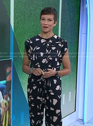 Stephanie’s black floral jumpsuit on Today