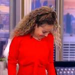 Sunny’s red tie neck dress on The View