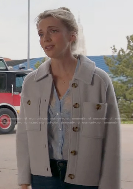 Sylvie’s light grey shirt jacket on Chicago Fire