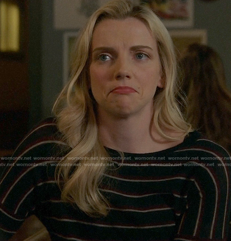 Sylvie’s navy striped sweater on Chicago Fire