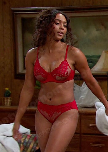 Talia’s red lace underwear on Days of our Lives