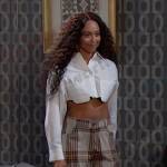 Talia’s white cropped shirt and plaid cargo pants on Days of our Lives