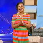 Tamron’s stripe ribbed top and skirt on Tamron Hall Show